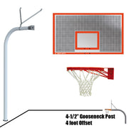 Jaypro Basketball System - Gooseneck (4-1/2 in. Pole with 4 ft. Offset) - 72 in. Perforated Steel Board - Double Rim Goal Jaypro