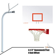 Jaypro Basketball System - Gooseneck (4-1/2 in. Pole with 4 ft. Offset) - 72 in. Steel Board - Double Rim Goal Jaypro