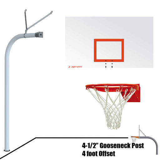 Jaypro Basketball System - Gooseneck (4-1/2 in. Pole with 4 ft. Offset) - 72 in. Steel Board - Flex Rim Goal Jaypro