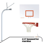Jaypro Basketball System - Gooseneck (4-1/2 in. Pole with 4 ft. Offset) - 60 in. Steel Board - Double Rim Goal Jaypro
