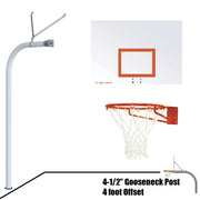 Jaypro 996-ST-SG - Basketball System - Gooseneck (4-1/2 in. Pole with 4 ft. Offset) - 60 in. Steel Board - Super Goal Jaypro