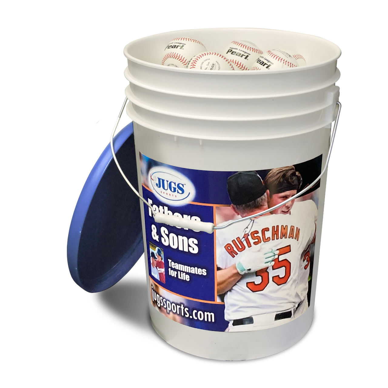 JUGS Bucket of JUGS Youth League Pearl Baseballs JUGS Sports