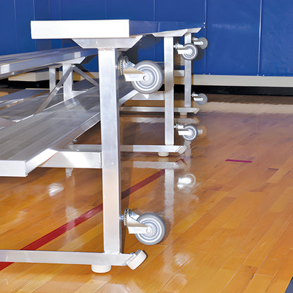 Jaypro Indoor Bleacher – 7.5' | 3 Row Tip & Roll Bleacher with Single Foot Plank – Compact & Mobile Seating (BLCH-375TRG) - JoySportStore