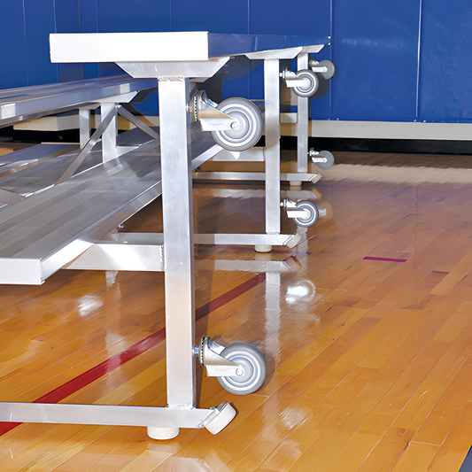 Jaypro Indoor Bleacher – 7.5' | 3 Row Tip & Roll Bleacher with Single Foot Plank – Compact & Mobile Seating (BLCH-375TRG)