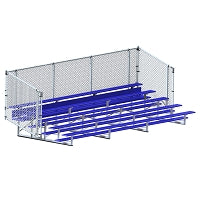 Jaypro Bleacher - 21 ft. (5 Row - Single Foot Plank with Chain Link Rail) - Enclosed Jaypro
