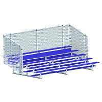 Jaypro Bleacher - 15 ft. (5 Row - Single Foot Plank with Chain Link Rail) - Enclosed Jaypro