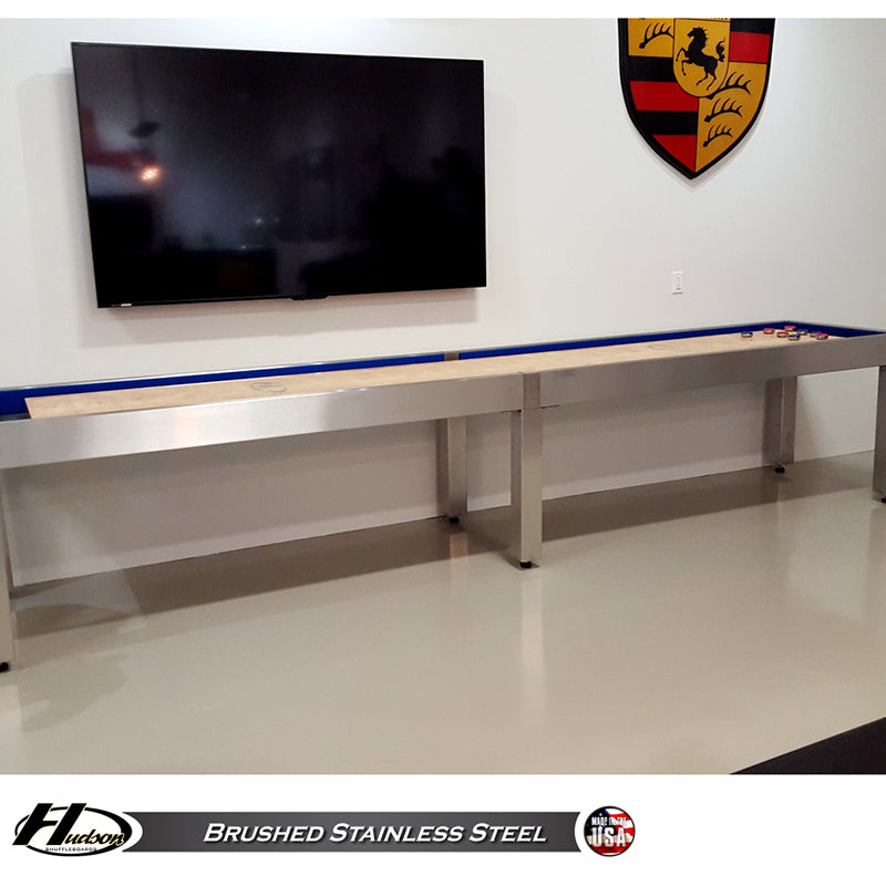 Hudson 16' Brushed Stainless Steel Shuffleboard Table