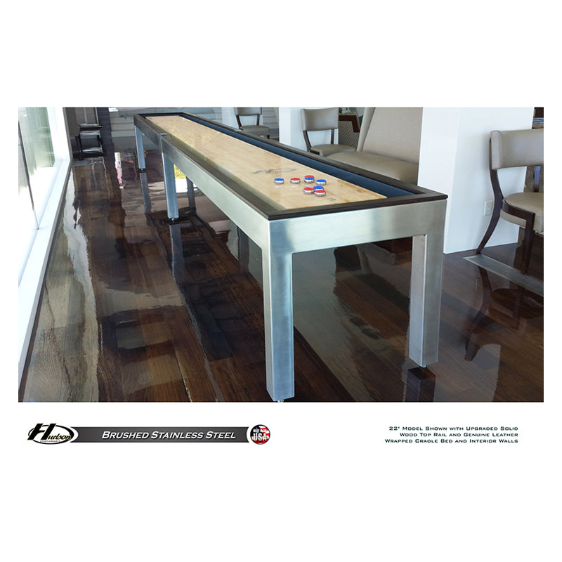 Hudson 16' Brushed Stainless Steel Shuffleboard Table