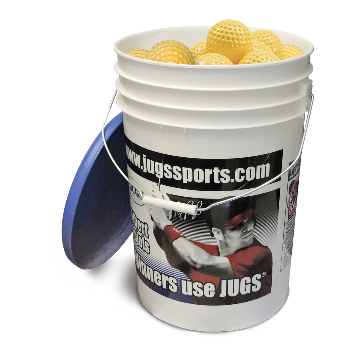 JUGS Bucket of JUGS Optic Yellow Dimpled Sting-Free Baseballs JUGS Sports