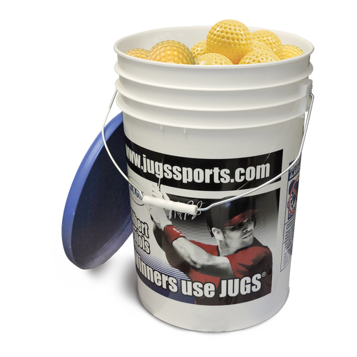 JUGS Bucket of JUGS Optic Yellow Dimpled Sting-Free Baseballs JUGS Sports