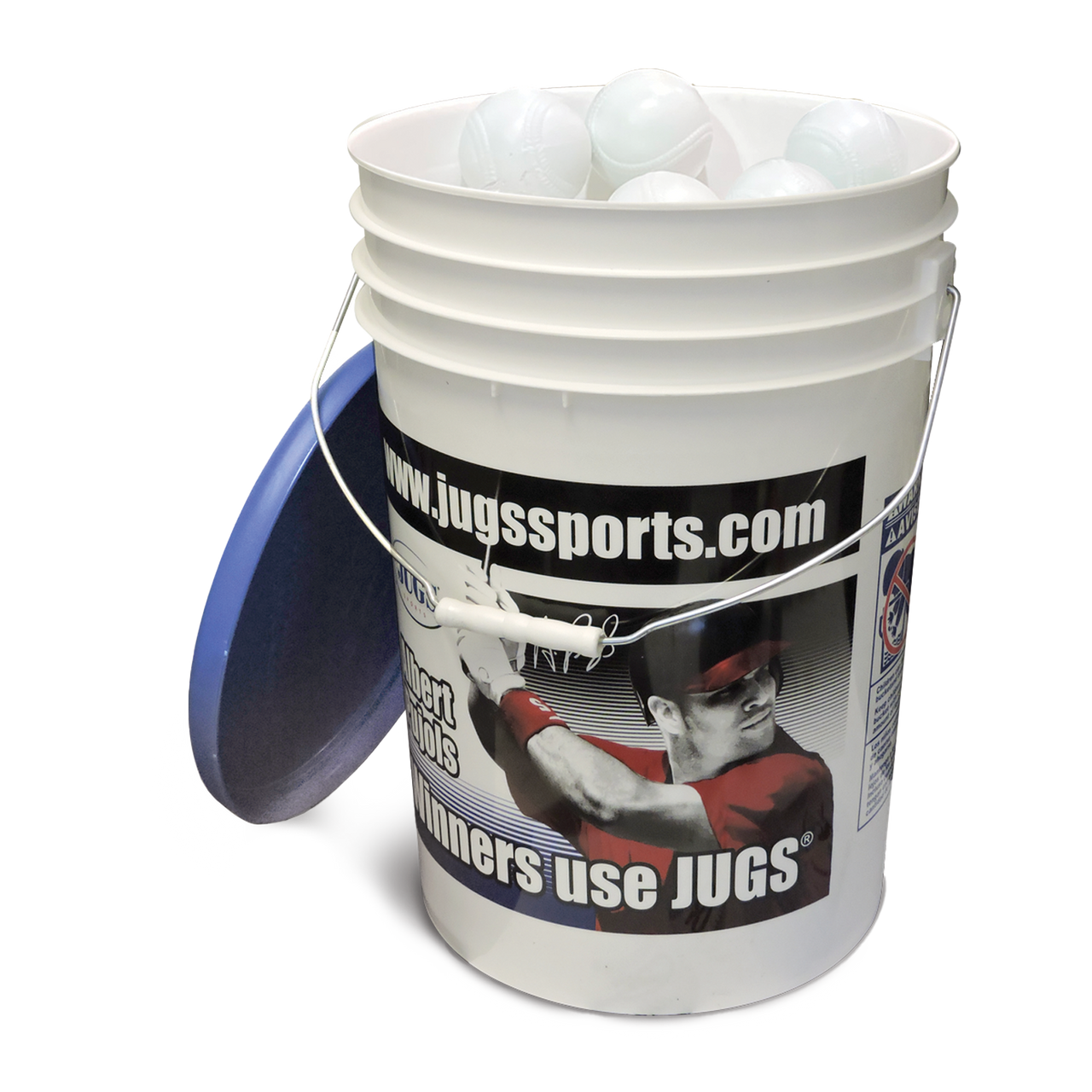 JUGS Bucket of JUGS White Seamed Sting-Free Baseballs JUGS Sports