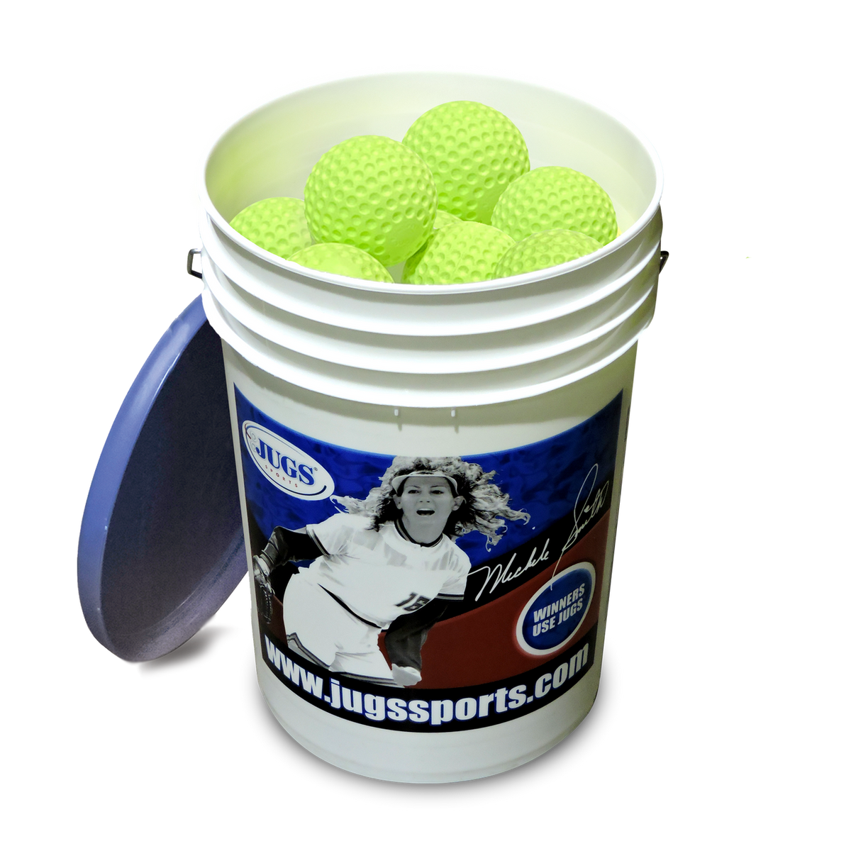 JUGS Bucket of JUGS Dimpled Sting-Free Softballs JUGS Sports