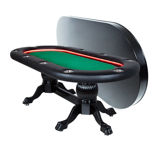 BBO 3-Leaf Oval Dining Top in black shown with Elite Alpha poker table