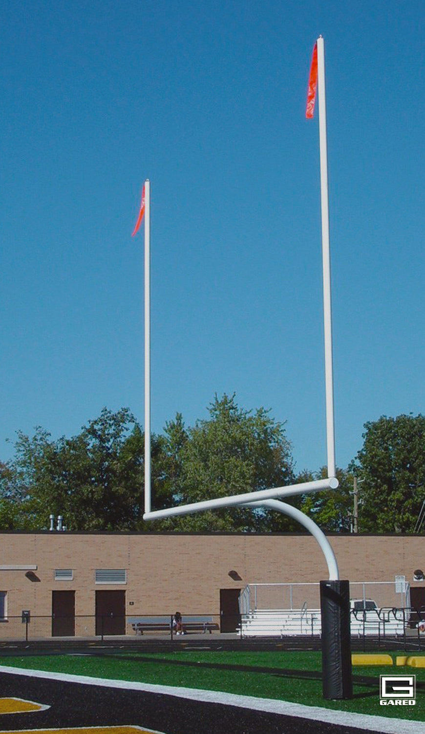 Gared High School 5-9/16″ O.D. White Football Goalposts, Permanent/Sleeve Mount Gared