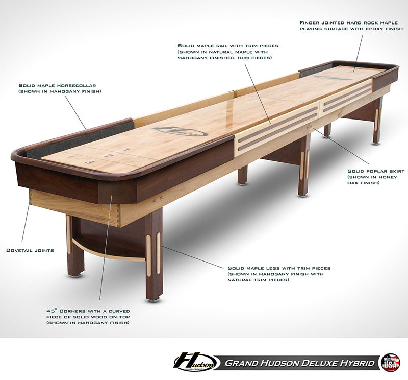 Hudson 16' Deluxe Hybrid Shuffleboard Table
