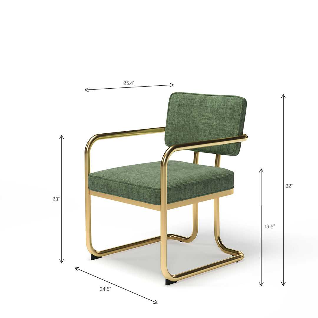 RAM Game Room Prohibition Game / Dining Chair – Vintage Green & Brass