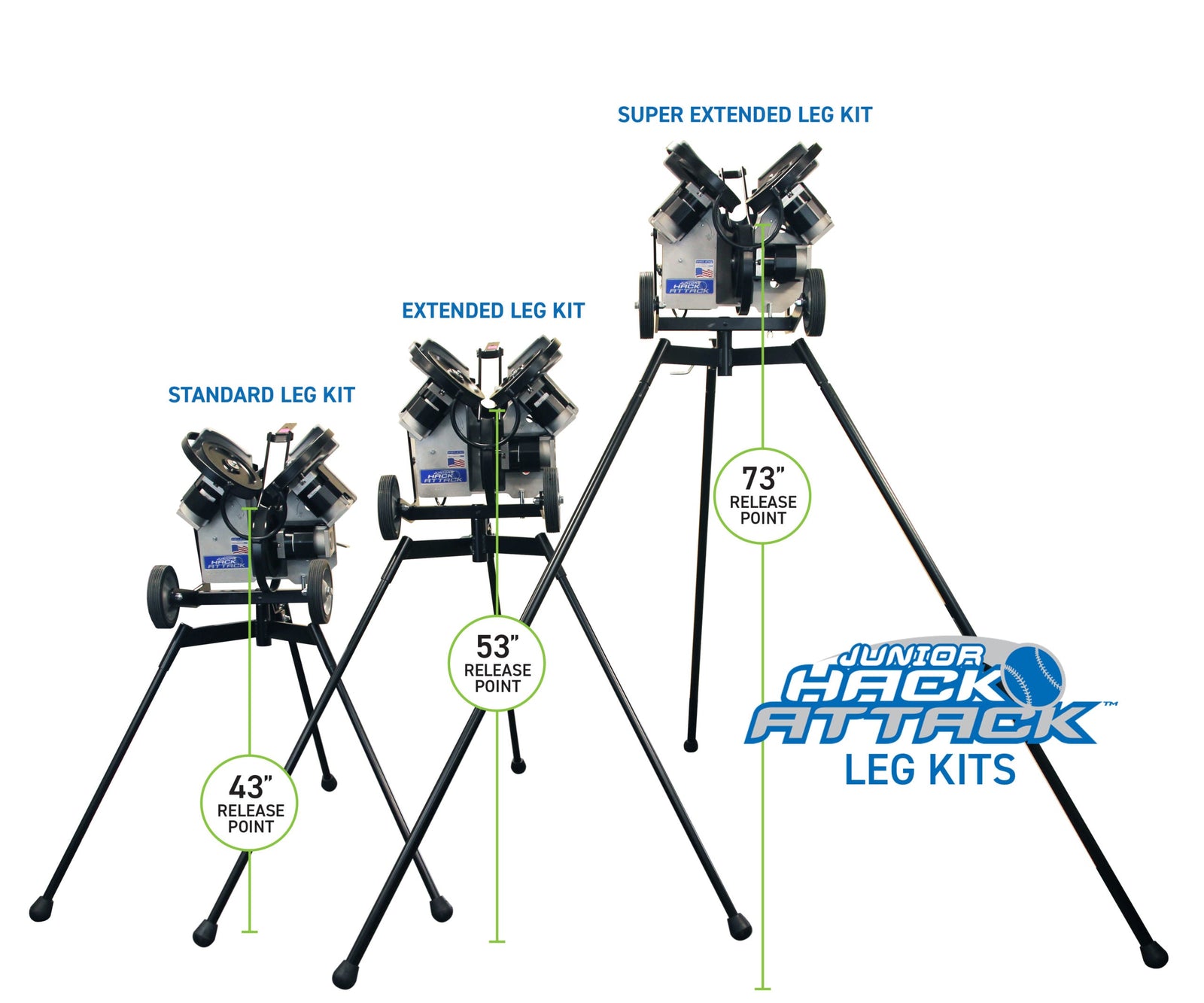 Sports Attack Junior Hack Attack Baseball Extended Legs, set of 3 Sports Attack