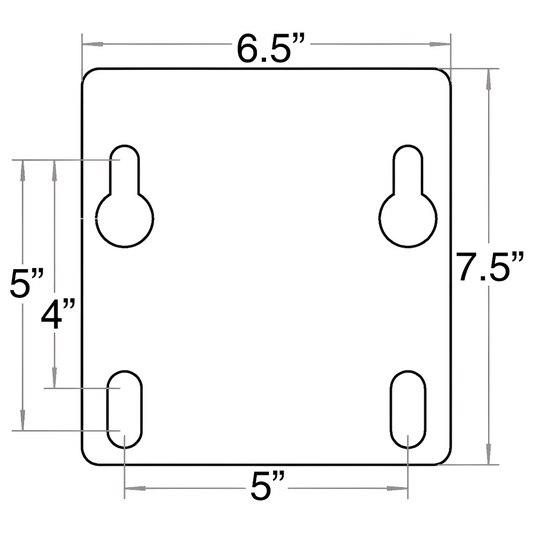 Technical drawing of a rectangular component with dimensional annotations.