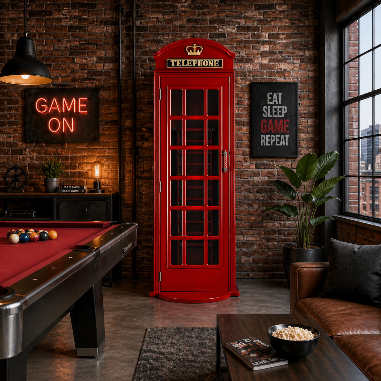 RAM Game Room English Phone Booth Cue Holder