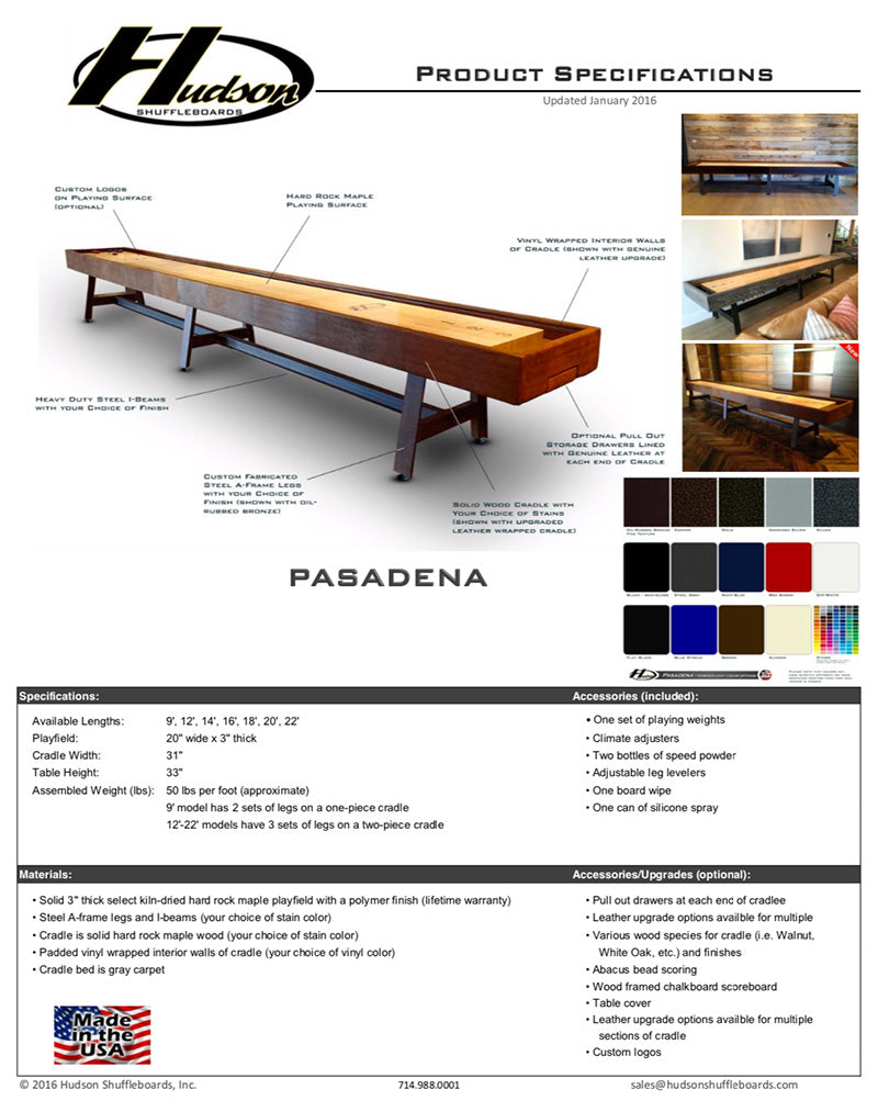 Hudson 9' Pasadena Shuffleboard Table