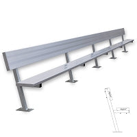 Jaypro Player Bench with Seat Back - 27 ft. - Surface Mount  (Powder Coated) Jaypro