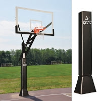 Jaypro Basketball System - Titan   (Powder Coated) Black (6 in. x 6 in. Pole with 6 ft. Offset) - 72 in. Glass Backboard - Playground Goal  (Surface Mount) Jaypro