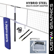 Jaypro Hybrid Steel Volleyball Net Center Upright System with Custom Graphics (3-1/2 in. Floor Sleeve) - NFHS, NCAA, USVBA Compliant Jaypro