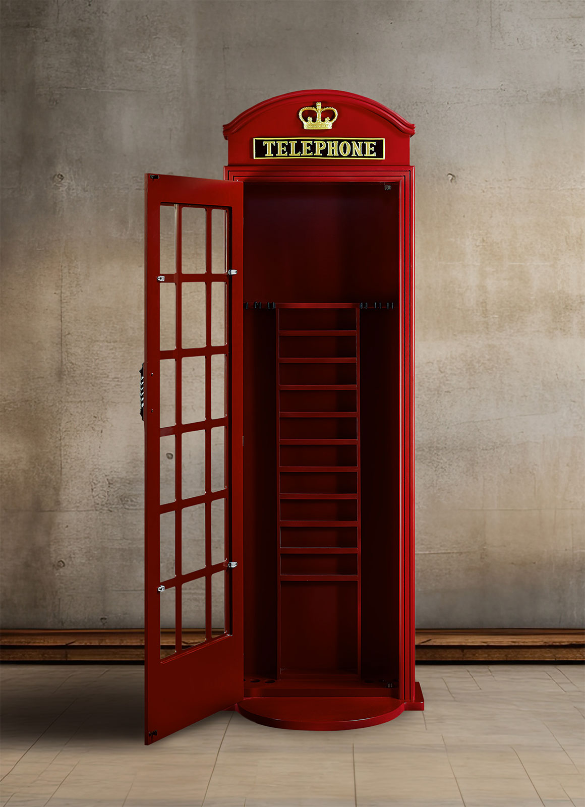 RAM Game Room English Phone Booth Cue Holder