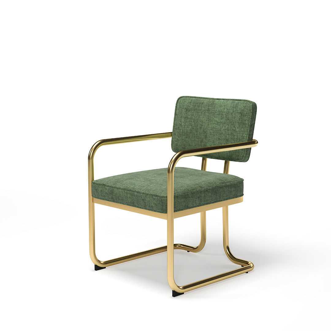 RAM Game Room Prohibition Game / Dining Chair – Vintage Green & Brass