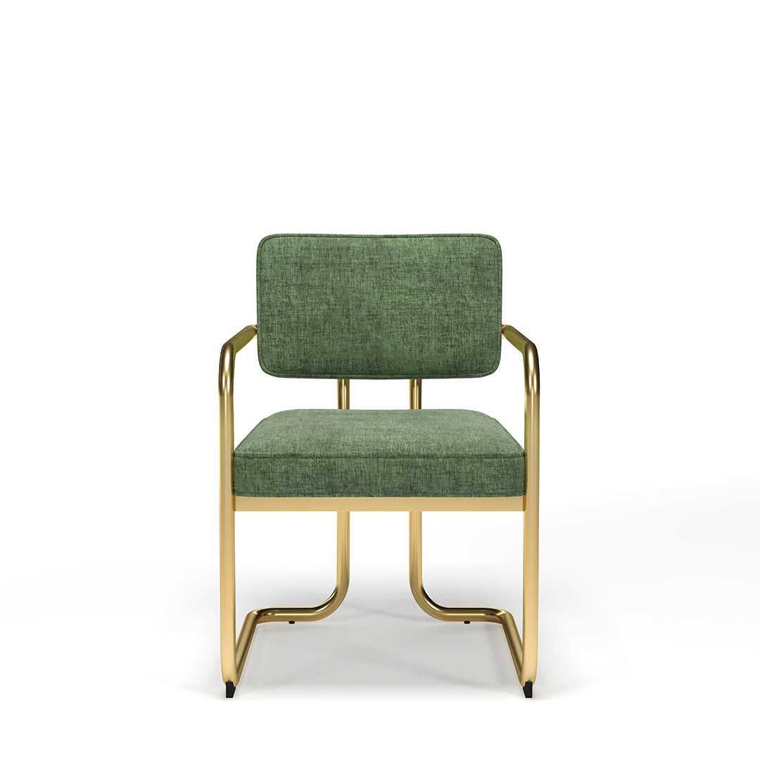 RAM Game Room Prohibition Game / Dining Chair – Vintage Green & Brass