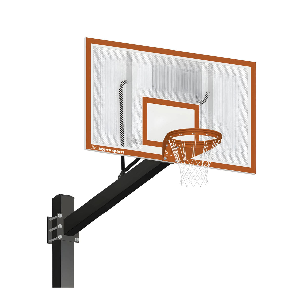 Jaypro-Titan Outdoor Basketball Hoop – 6"x6" Pole with 6' Offset and 72" Perforated Steel Backboard - JoySportStore