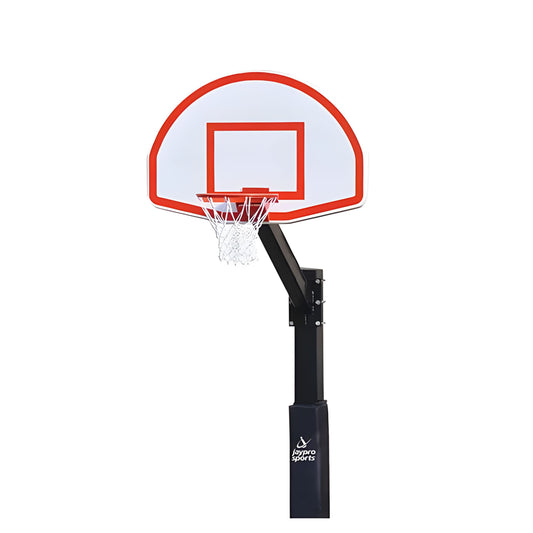 Jaypro Church Outdoor Basketball Hoop – 4" Square Pole with 54" Aluminum Fan Backboard | Durable Outdoor Hoop System