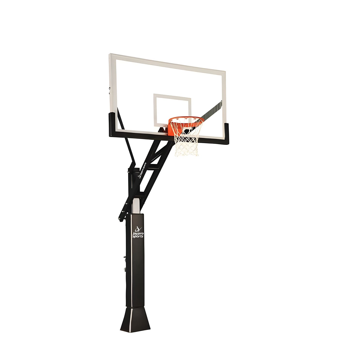 Jaypro Titan Basketball System Adjustable Series – 5"x5" Pole, 3 ft. Offset, 60" Backboard | Rugged Outdoor System with Smooth Height Control (CV553B)