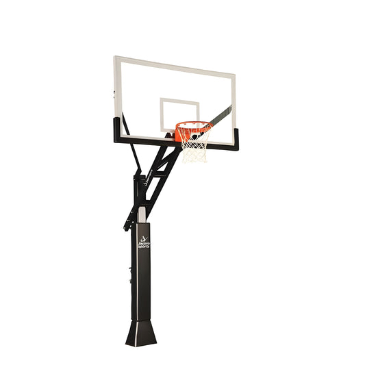 Jaypro Titan Basketball System Adjustable Series – 5"x5" Pole, 3 ft. Offset, 60" Backboard | Rugged Outdoor System with Smooth Height Control (CV553B)