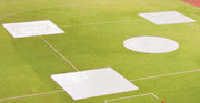 Jaypro Baseball Tarp with Ground Stakes (10 ft. Square - 6 oz. Polyethylene) (3 Base) (White or Silver - Reversible) Jaypro