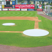 Jaypro Baseball Tarp with Ground Stakes (26 ft. Round - 6 oz. Polyethylene) (Home Plate) (White or Silver - Reversible) Jaypro