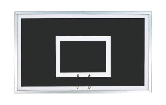 FIRST TEAM basketball backboard in black and white with sturdy metal frame for basketball hoop