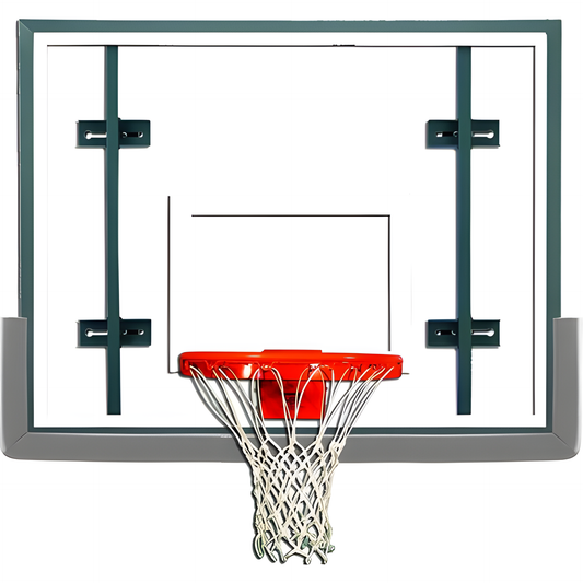 Gared basketball backboard with clear tempered glass and standard red hoop with white net