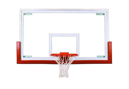 FIRST TEAM basketball hoop with clear basketball backboard and red rim with net attached