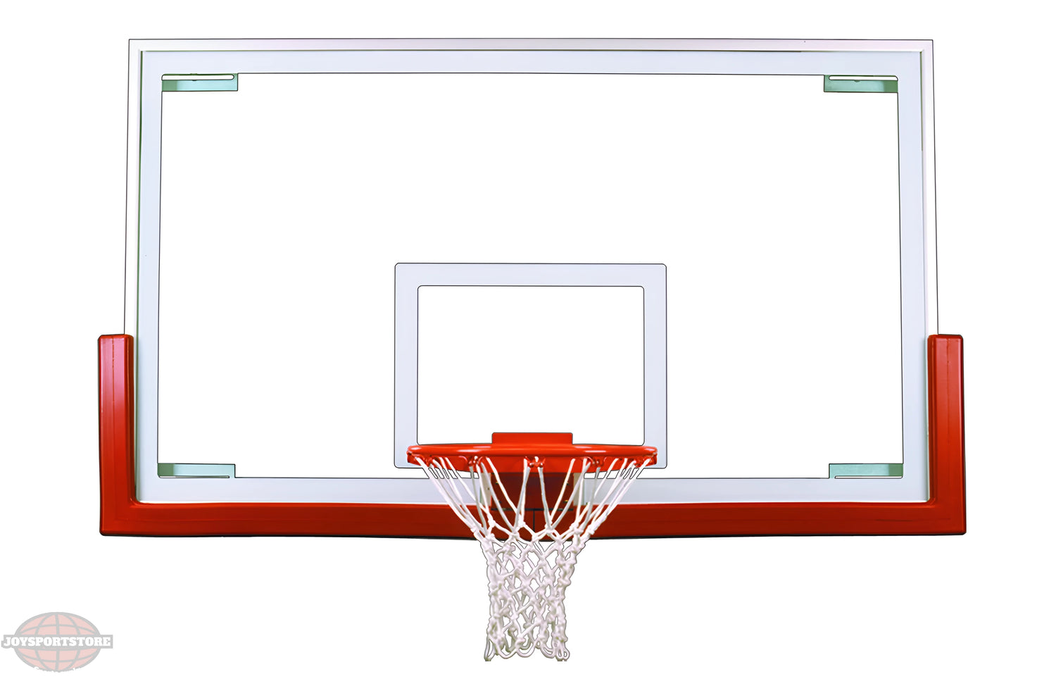FIRST TEAM basketball backboard with red trim and attached hoop with net for outdoor play