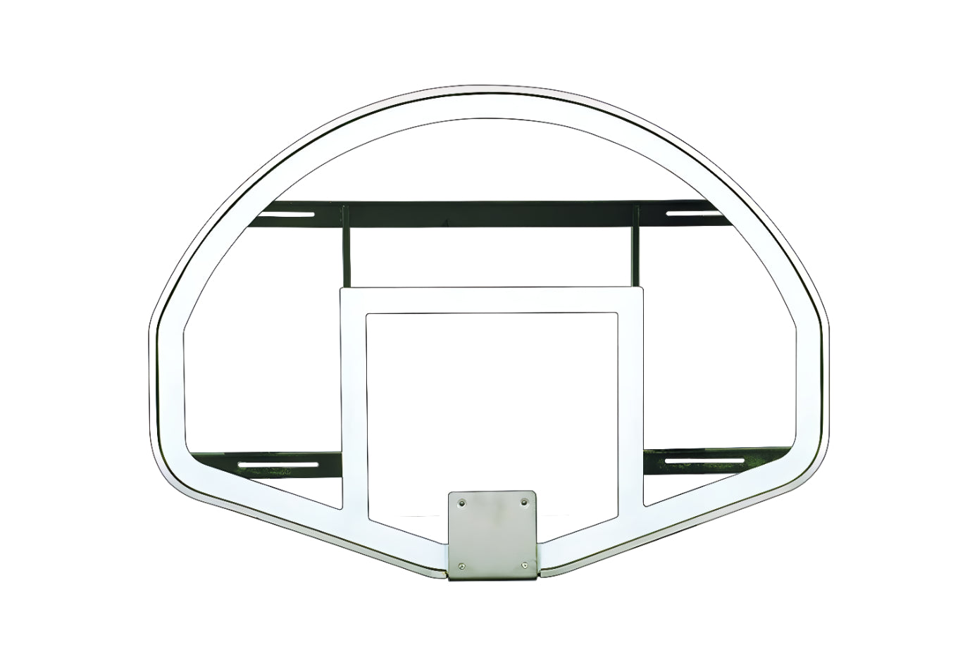 FIRST TEAM basketball hoop featuring a clear basketball backboard with metal support frame