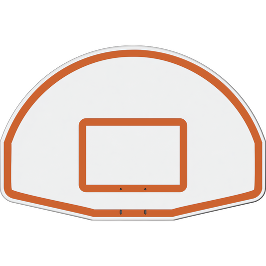 Jaypro white basketball backboard with orange trim and rectangular target area