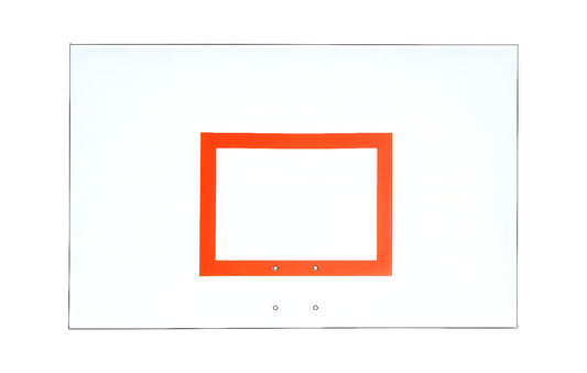 FIRST TEAM basketball backboard with a clear white surface and an orange square target
