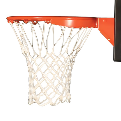 Jaypro basketball rim with attached white net and orange metal hoop for indoor or outdoor play