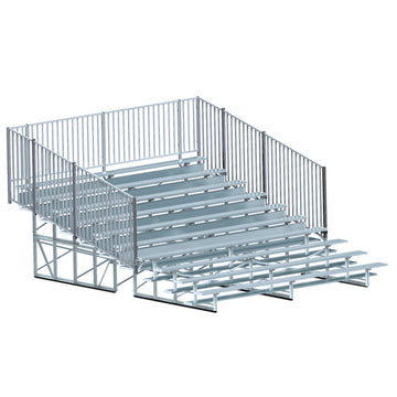 Jaypro BLCH-10GR - Bleacher - 15 ft. (10 Row - Single Foot Plank with Guard Rail) - Enclosed