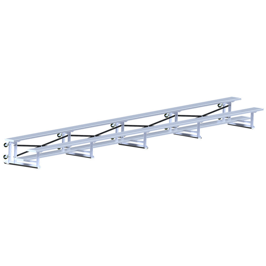 Jaypro Bleacher - 27 ft. (2 Row - Single Foot Plank) - Tip & Roll