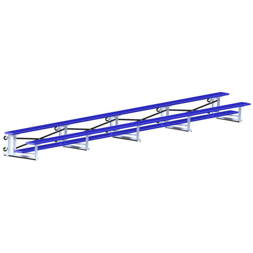 Jaypro Bleacher - 27 ft. (2 Row - Single Foot Plank) - Tip & Roll  (Powder Coated)