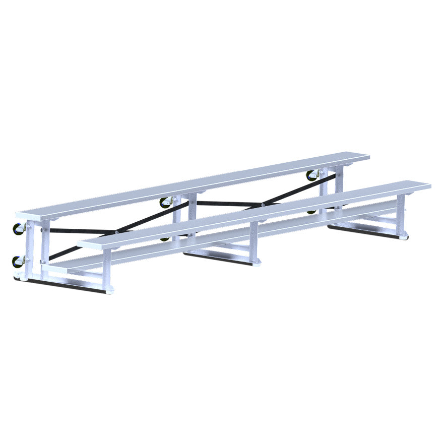 Jaypro Bleacher - 15 ft. (2 Row - Single Foot Plank) - Tip & Roll Jaypro