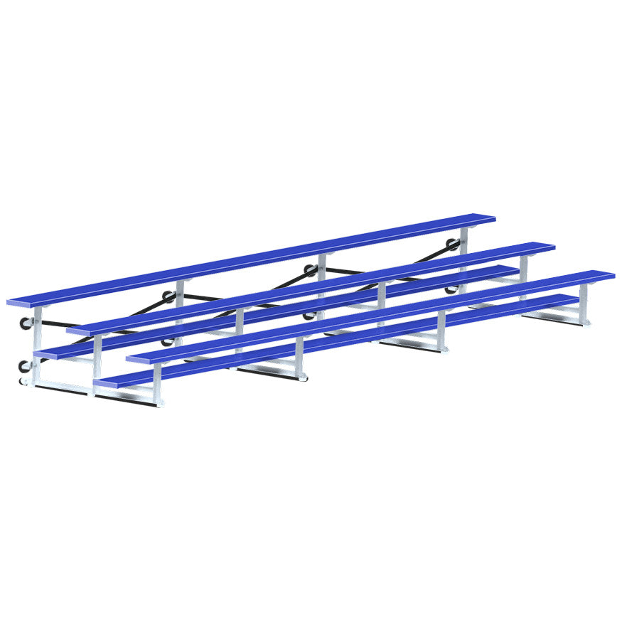 Jaypro Bleacher - 21 ft. (3 Row - Single Foot Plank) - Tip & Roll  (Powder Coated)