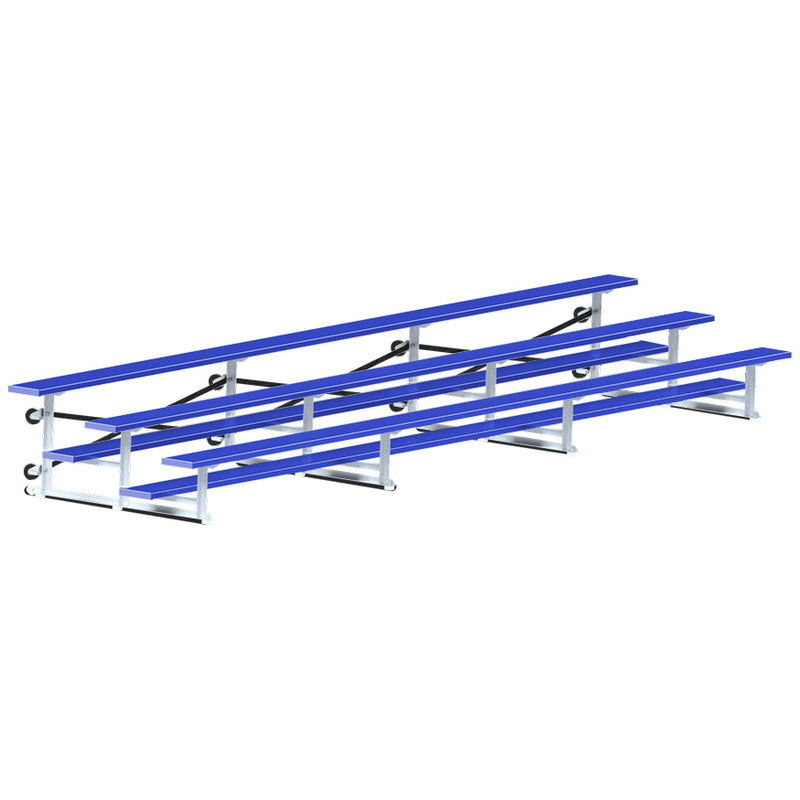 Jaypro Bleacher - 21 ft. (3 Row - Single Foot Plank) - Tip & Roll  (Powder Coated)
